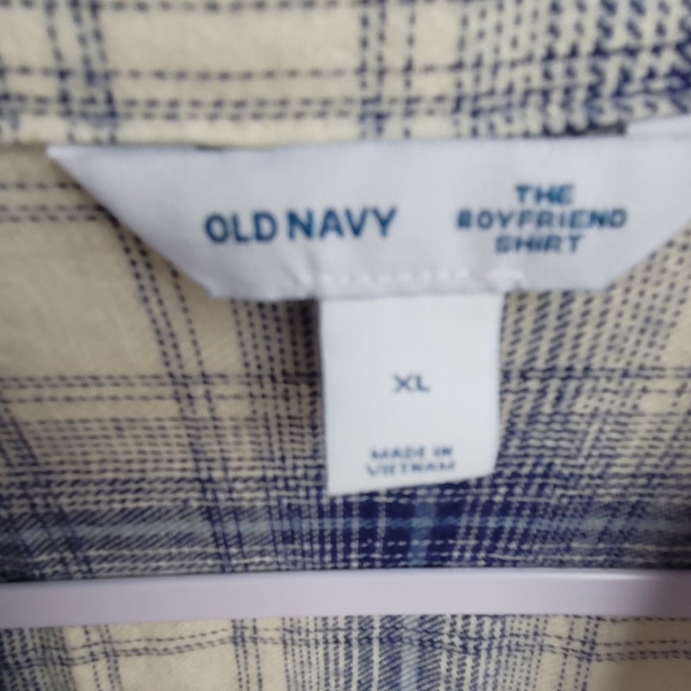 Old Navy XL The Boyfriend Shirt Blue Plaid - Picture 5 of 5